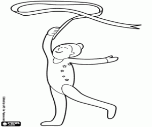 Coloriage Exercice de ruban, gymnastique rythmique
