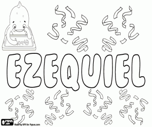 Coloriage Ezequiel, nom d'origine hébraïque