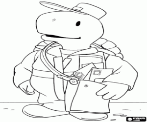 Coloriage Le facteur, la tortue George
