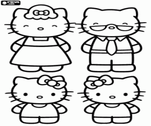 Coloriage La famille de Hello Kitty