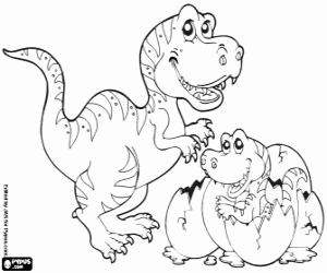 Coloriage Famille de Tyrannosaurus Rex