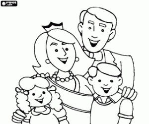 Coloriage La famille à l'occasion des mamans