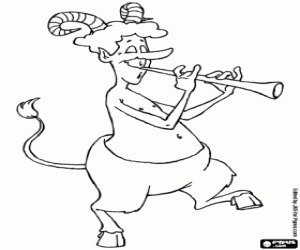Coloriage Faunus et une flûte