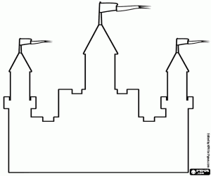 Coloriage Façade d’un château, contour