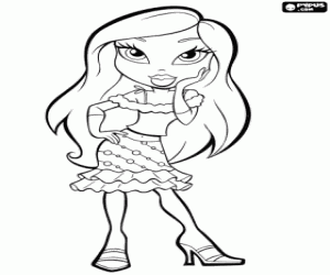 Coloriage Fille Bratz avec chemisier et jupe