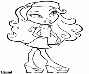 Coloriage La fille Bratz avec mini jupe