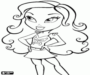 Coloriage Fille Bratz avec des vêtements d'été