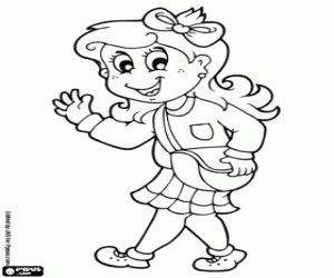 Coloriage Fille se promener à l'école