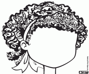 Coloriage Fille sans visage aux cheveux bouclés