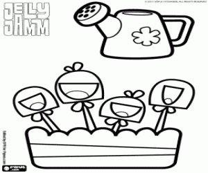 Coloriage Fleurs et arrosoir de Jelly Jamm