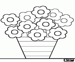 Coloriage Fleurs dans un pot ou un pot de fleurs