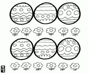 Coloriage Fleurs et oeufs de Pâques
