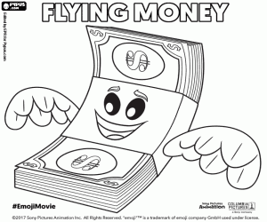 Coloriage Flying Money, un emoji de film