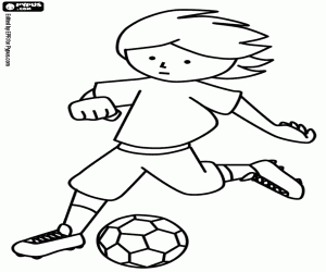 Coloriage Footballeur a couru avec le ballon