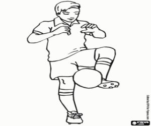 Coloriage Le footballeur et le contrôle de la balle