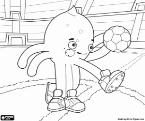 Coloriage Le footballeur Pypus au stade