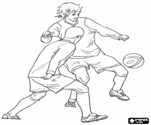 Coloriage Deux footballeurs pendant le match