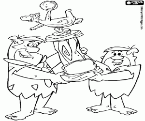 Coloriage Fred et Barney avec le trophée de bowling