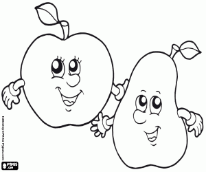 Coloriage Deux fruits de graines: pomme et poire