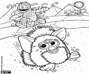 Coloriage Furby et la momie égyptienne