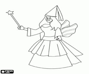 Coloriage Fée avec une longue robe