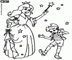 Coloriage La fée et la marionnette Pinocchio
