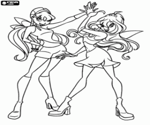 Coloriage Fée du Winx Club, Bloom y Stella