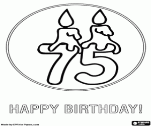 Coloriage Félicitations pour le 75e anniversaire