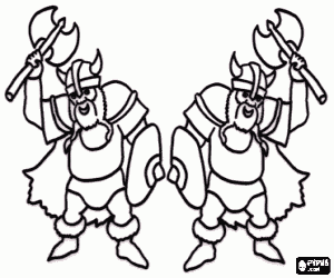 Coloriage Deux féroces guerriers vikings