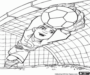 Coloriage Gardien de but football en action