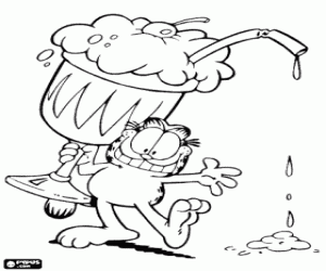 Coloriage Garfield avec un smoothie