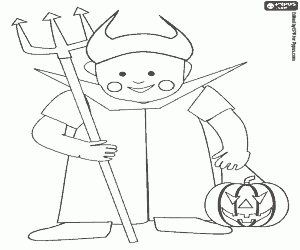 Coloriage Garçon déguisé en diable Halloween