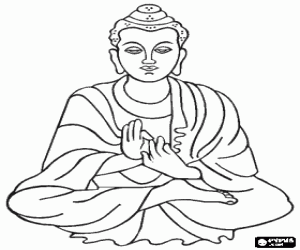 Coloriage Gautama Bouddha assis