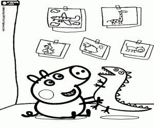 Coloriage George et le dinosaure jouet