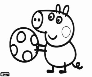 Coloriage George Pig jouant avec le ballon