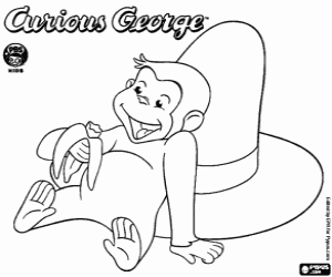 Coloriage George le singe avec une banane
