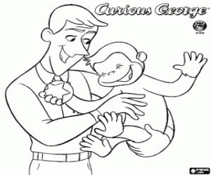 Coloriage George et Ted, un singe et un homme