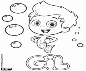 Coloriage Gil, personnage de Bubble Guppies
