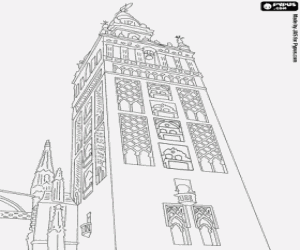 Coloriage La Giralda, Cathédrale de Séville, Espagne