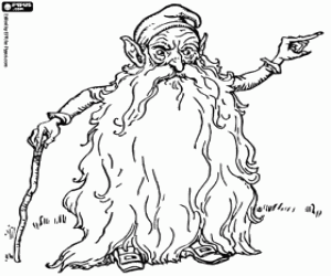 Coloriage Gnome avec une très longue barbe