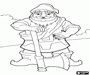Coloriage Gnome ou nain avec une hache