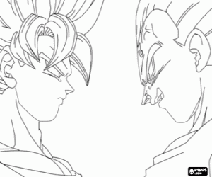 Coloriage Goku et Vegeta, face à face