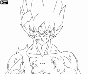 Coloriage Goku prêt à se battre