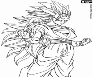 Coloriage Goku transformé en Super Saiyan 3