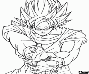 Coloriage Goku à jeter la puissance