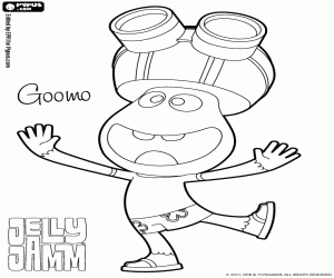 Coloriage Goomo, un enfant heureux de Jelly Jam