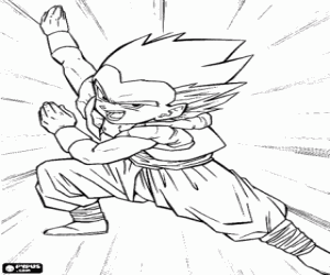 Coloriage Gotenks, personnage de Dragon Ball