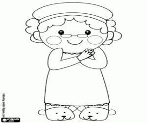 Coloriage La grand-mère avec des vêtements de sommeil