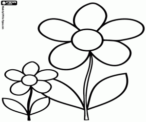 Coloriage Grande fleur et petite fleur