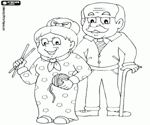 Coloriage Les grands-parents de ma famille